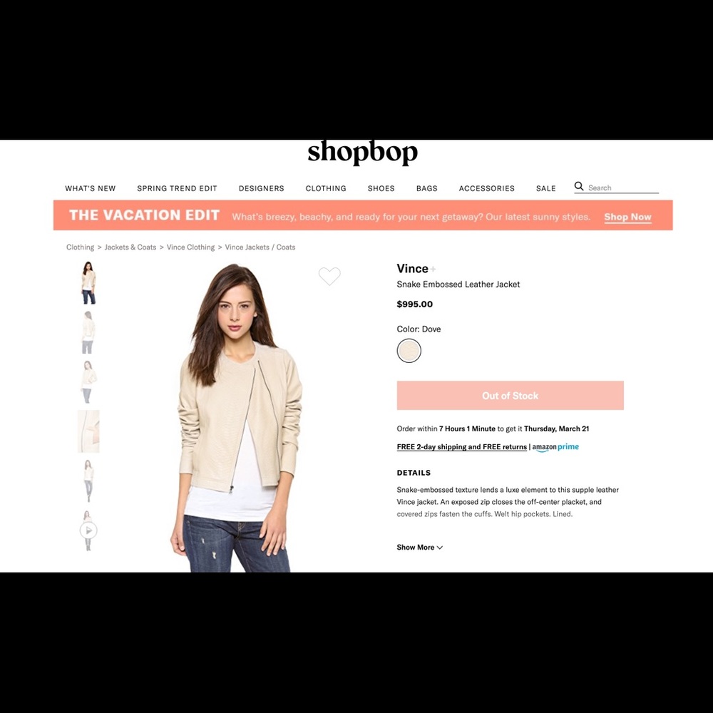 Vince Python Embossed Lamb Leather Jacket - image 1